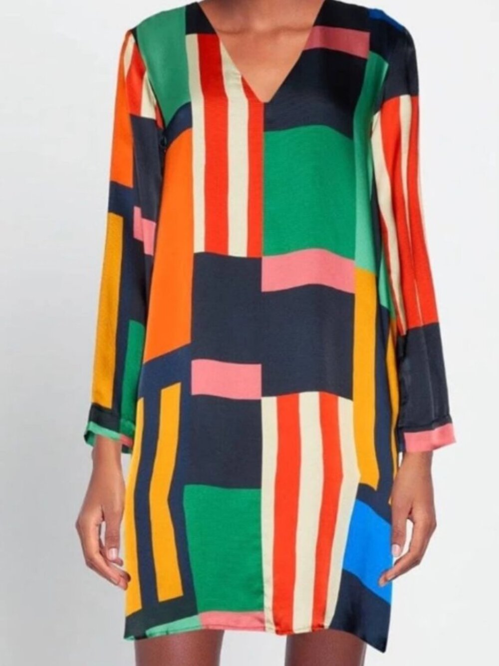 ✨ ottod'Ame Abstract Geometric Colorblock Shift Mini Dress Size 6✨
